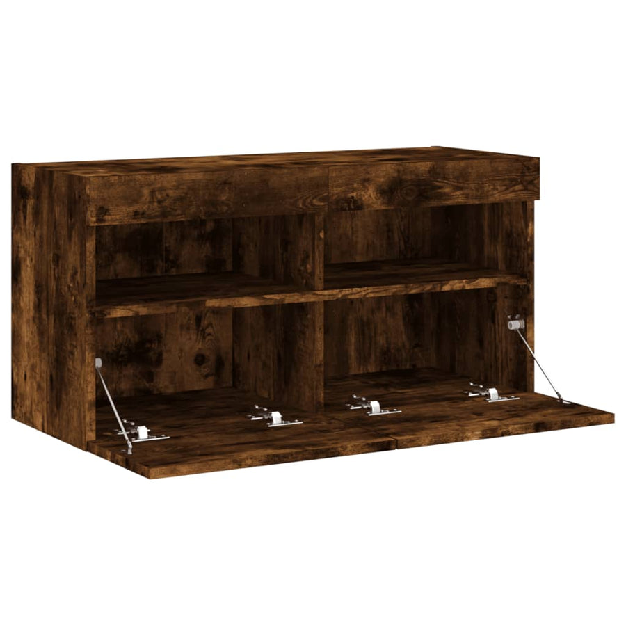 Tv-Wandmeubel Met Led-Verlichting 80X30X40 Cm Gerookt Eiken