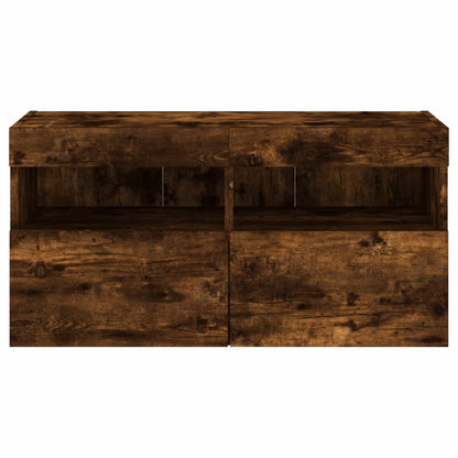 Tv-Wandmeubel Met Led-Verlichting 80X30X40 Cm Gerookt Eiken
