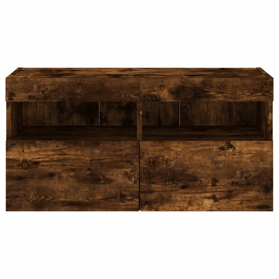 Tv-Wandmeubel Met Led-Verlichting 80X30X40 Cm Gerookt Eiken