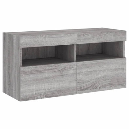 Tv-Wandmeubel Met Led-Verlichting 80X30X40 Cm Grijs Sonoma