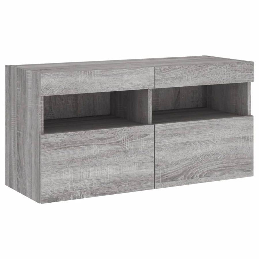 Tv-Wandmeubel Met Led-Verlichting 80X30X40 Cm Grijs Sonoma