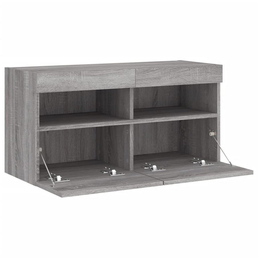Tv-Wandmeubel Met Led-Verlichting 80X30X40 Cm Grijs Sonoma