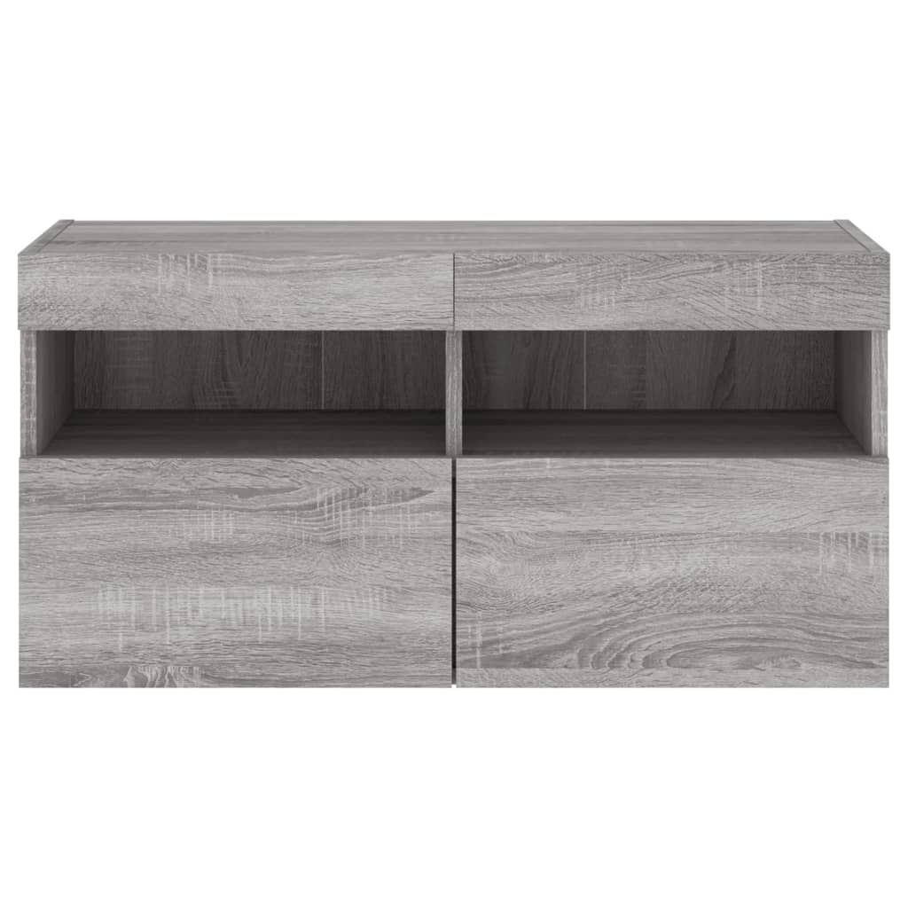 Tv-Wandmeubel Met Led-Verlichting 80X30X40 Cm Grijs Sonoma