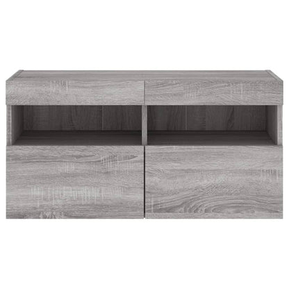 Tv-Wandmeubel Met Led-Verlichting 80X30X40 Cm Grijs Sonoma