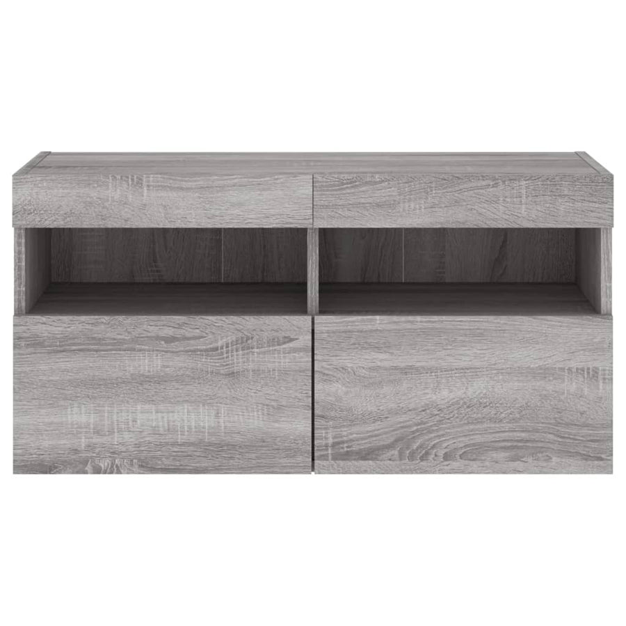 Tv-Wandmeubel Met Led-Verlichting 80X30X40 Cm Grijs Sonoma