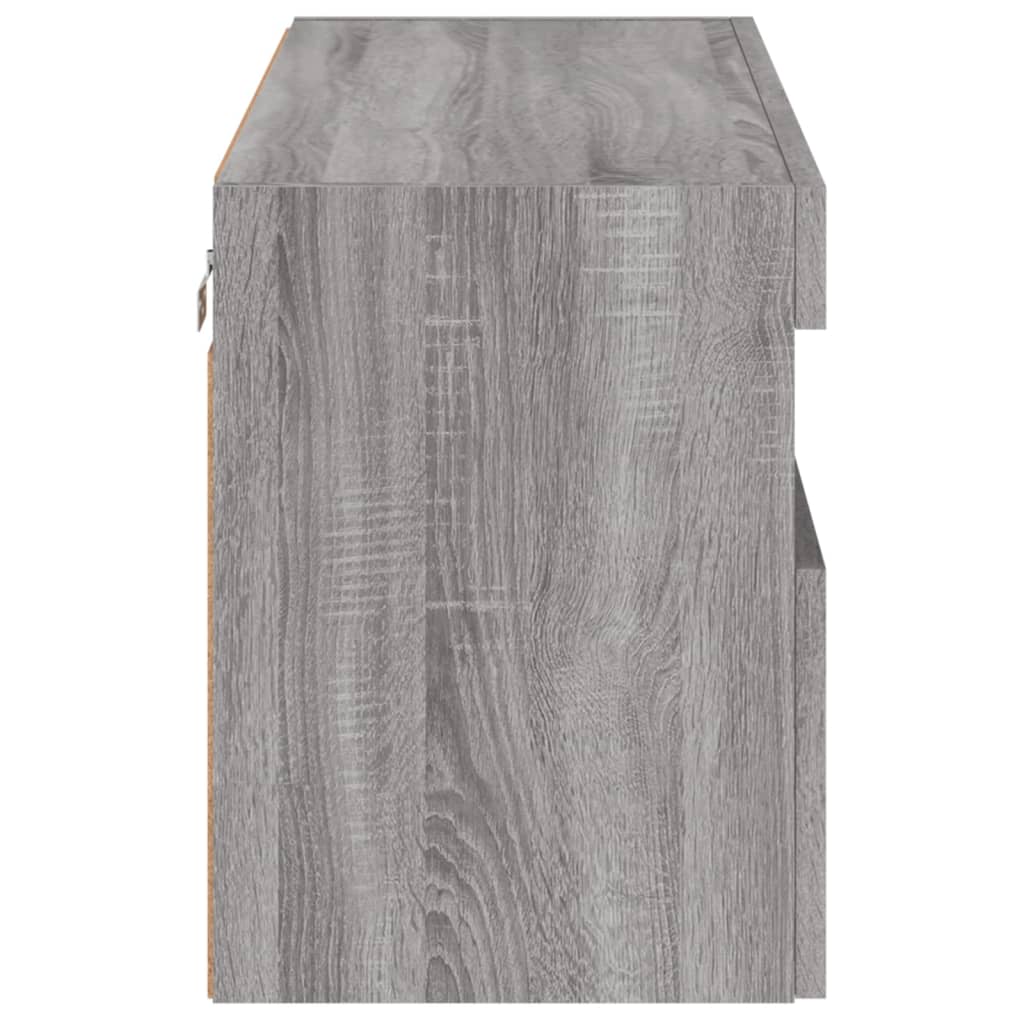 Tv-Wandmeubel Met Led-Verlichting 80X30X40 Cm Grijs Sonoma