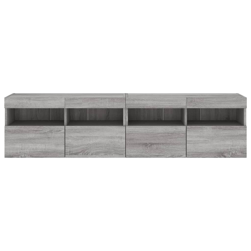 Tv-wandmeubels met LED 2 st 80x30x40 cm grijs sonoma eikenkleur