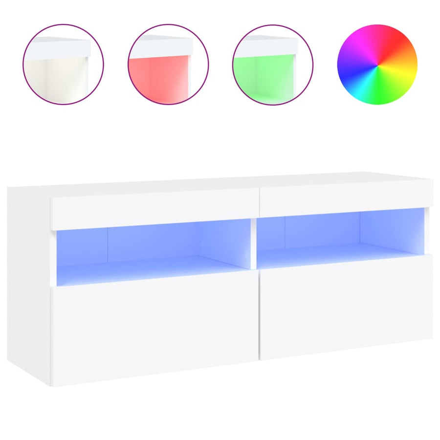 Tv-Wandmeubel Met Led-Verlichting 100X30X40 Cm Wit