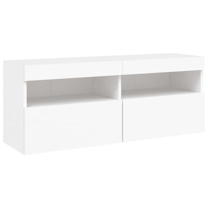 Tv-Wandmeubel Met Led-Verlichting 100X30X40 Cm Wit