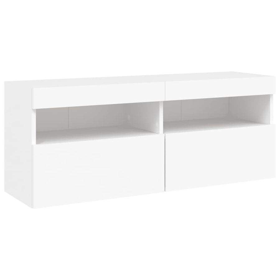 Tv-Wandmeubel Met Led-Verlichting 100X30X40 Cm Wit