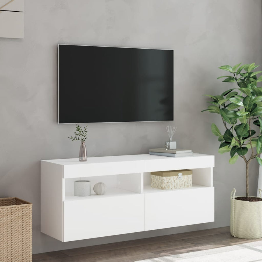 Tv-Wandmeubel Met Led-Verlichting 100X30X40 Cm Wit