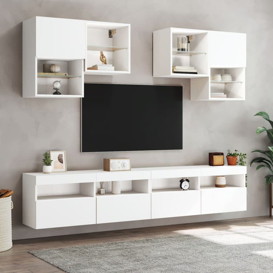 Tv-Wandmeubel Met Led-Verlichting 100X30X40 Cm Wit