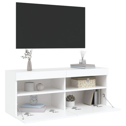 Tv-Wandmeubel Met Led-Verlichting 100X30X40 Cm Wit