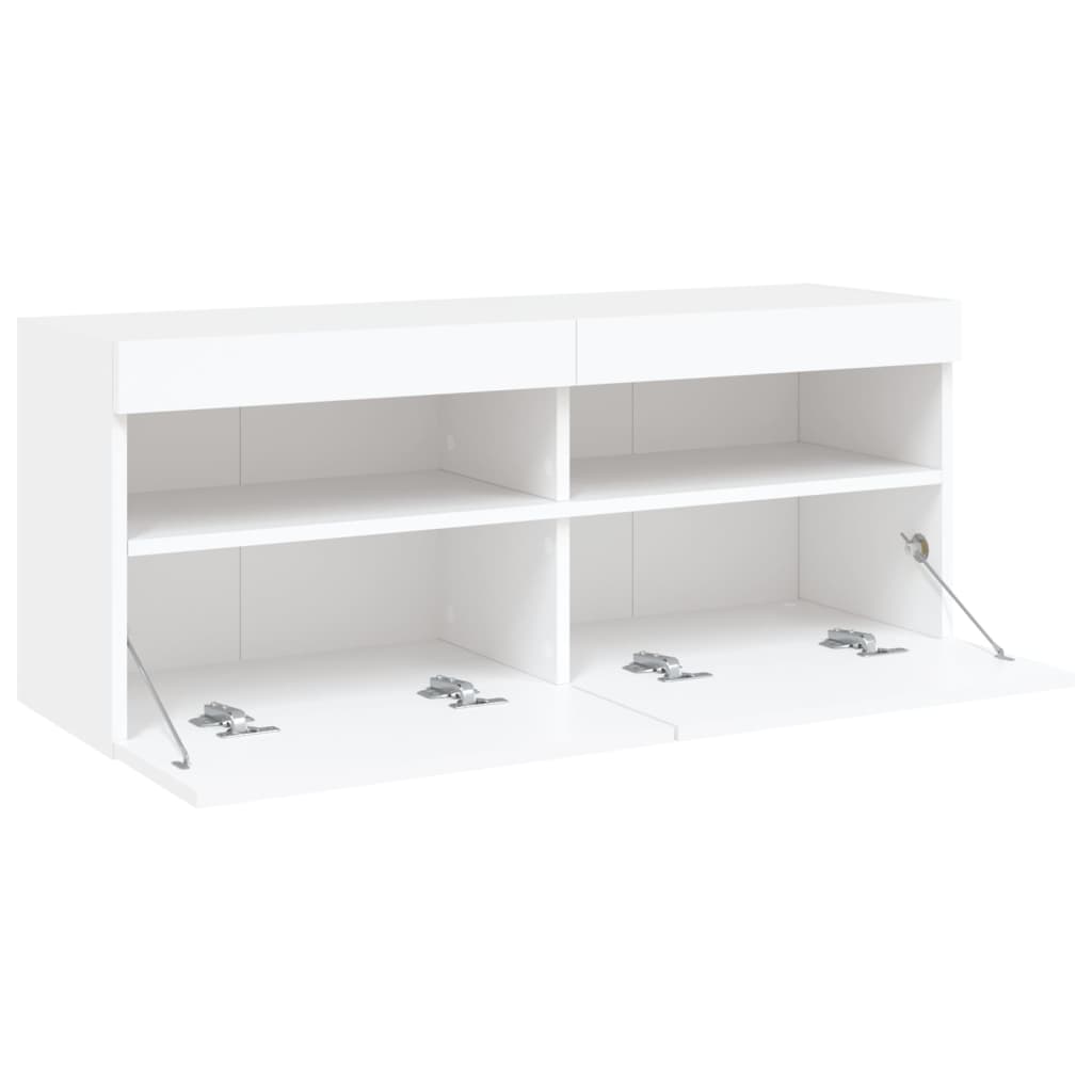 Tv-Wandmeubel Met Led-Verlichting 100X30X40 Cm Wit