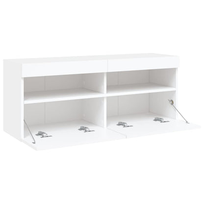 Tv-Wandmeubel Met Led-Verlichting 100X30X40 Cm Wit