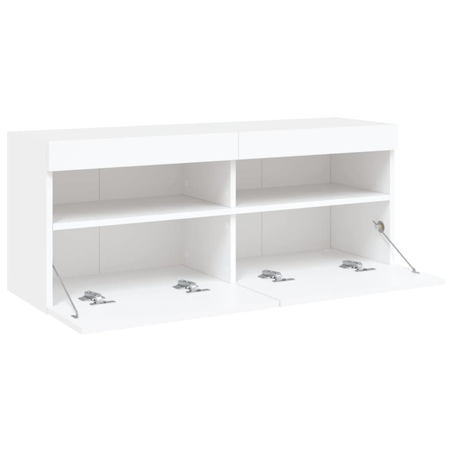 Tv-Wandmeubel Met Led-Verlichting 100X30X40 Cm Wit