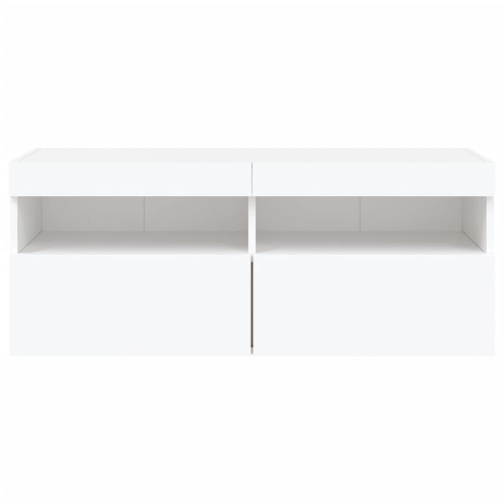 Tv-Wandmeubel Met Led-Verlichting 100X30X40 Cm Wit