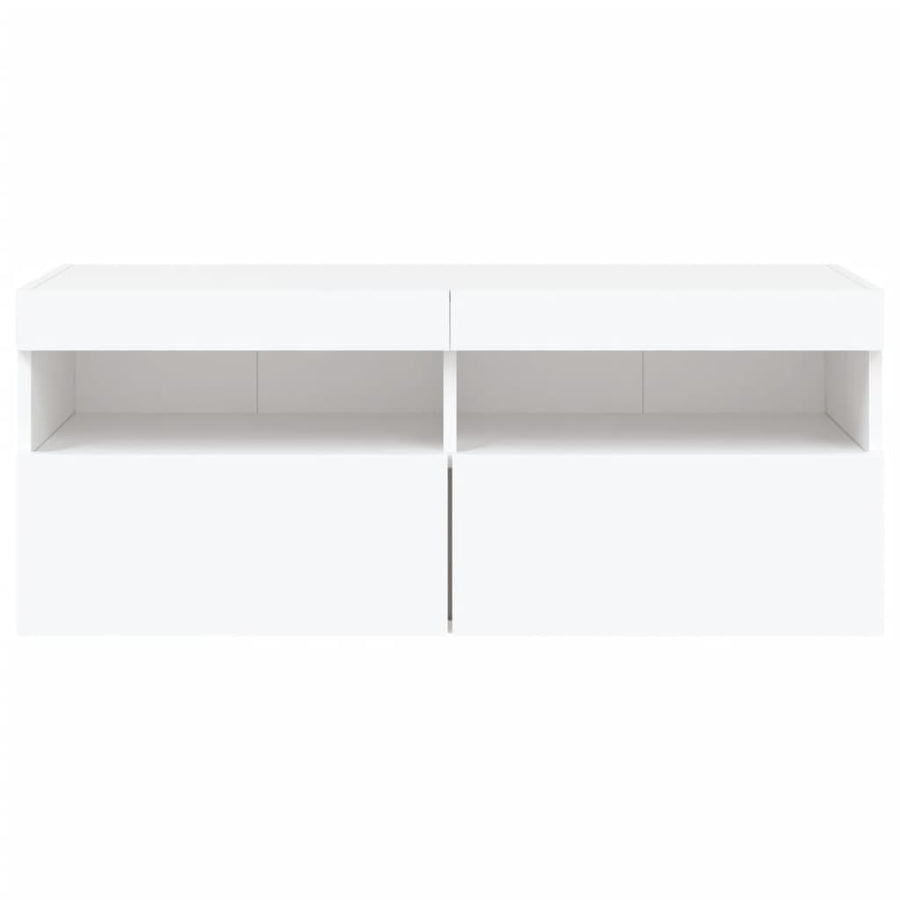 Tv-Wandmeubel Met Led-Verlichting 100X30X40 Cm Wit
