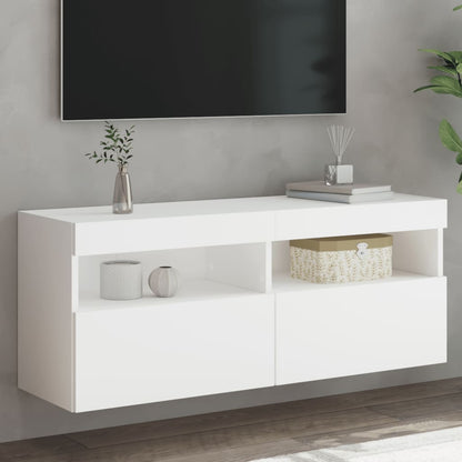Tv-Wandmeubel Met Led-Verlichting 100X30X40 Cm Wit