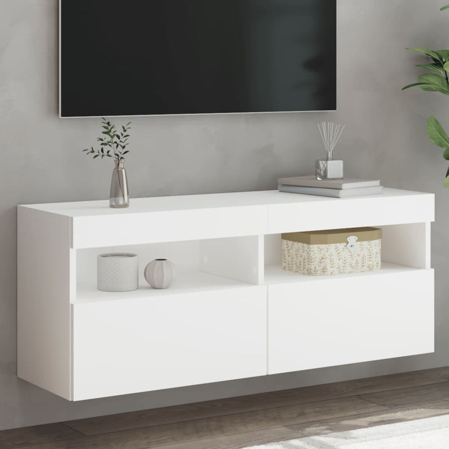 Tv-Wandmeubel Met Led-Verlichting 100X30X40 Cm Wit