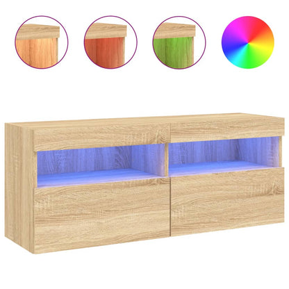 Tv-Wandmeubel Met Led-Verlichting 100X30X40 Cm Sonoma Eiken