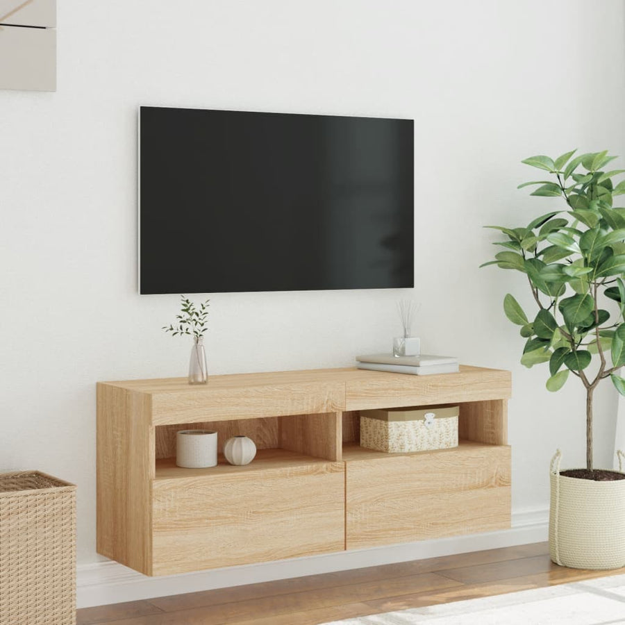 Tv-Wandmeubel Met Led-Verlichting 100X30X40 Cm Sonoma Eiken