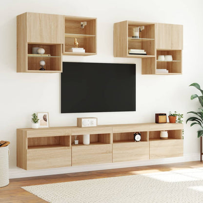 Tv-Wandmeubel Met Led-Verlichting 100X30X40 Cm Sonoma Eiken