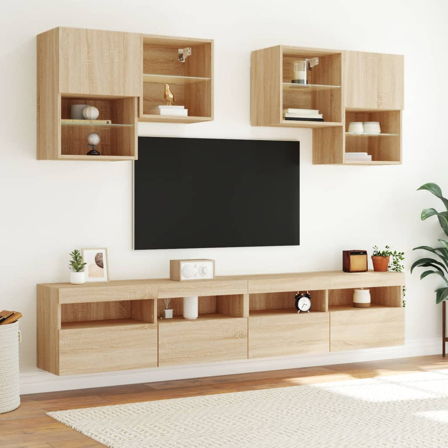Tv-Wandmeubel Met Led-Verlichting 100X30X40 Cm Sonoma Eiken