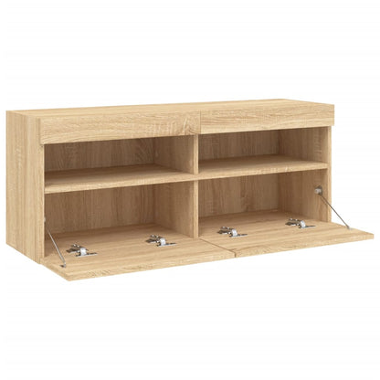 Tv-Wandmeubel Met Led-Verlichting 100X30X40 Cm Sonoma Eiken