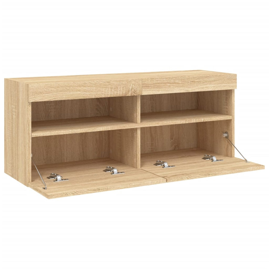 Tv-Wandmeubel Met Led-Verlichting 100X30X40 Cm Sonoma Eiken