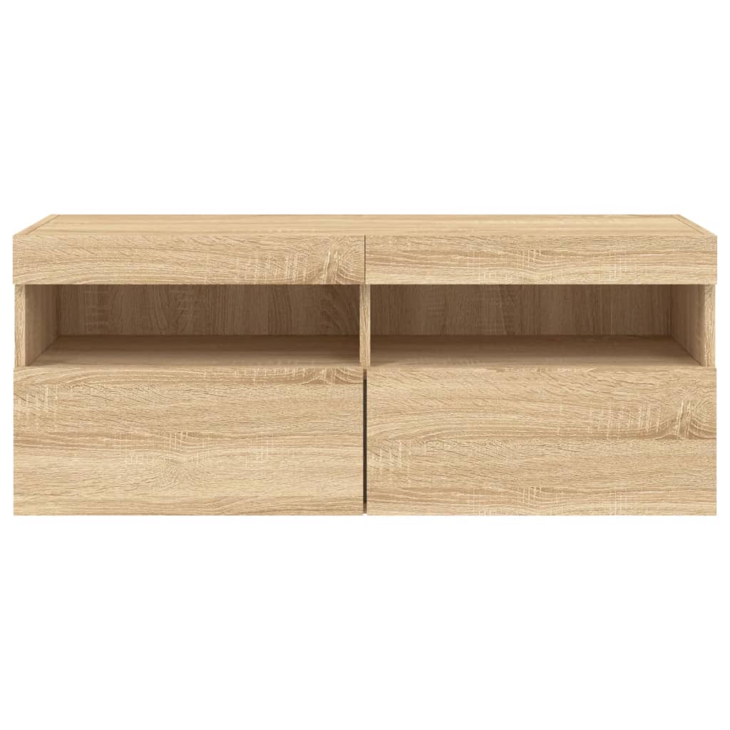 Tv-Wandmeubel Met Led-Verlichting 100X30X40 Cm Sonoma Eiken