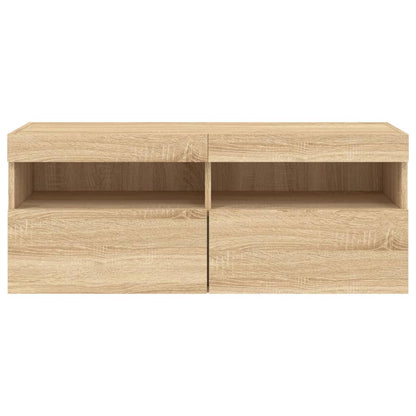 Tv-Wandmeubel Met Led-Verlichting 100X30X40 Cm Sonoma Eiken