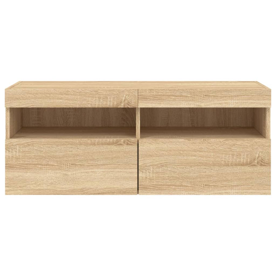 Tv-Wandmeubel Met Led-Verlichting 100X30X40 Cm Sonoma Eiken