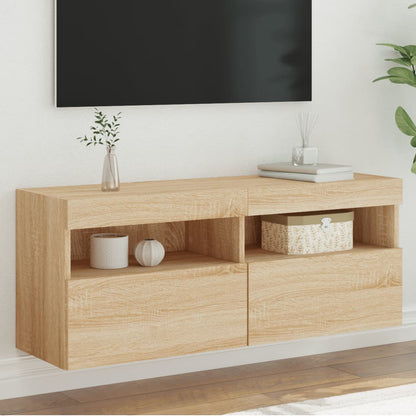 Tv-Wandmeubel Met Led-Verlichting 100X30X40 Cm Sonoma Eiken
