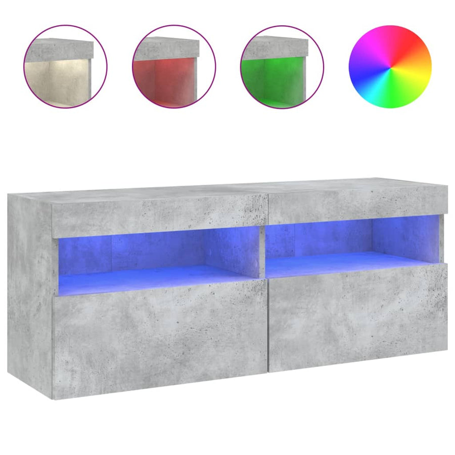 Tv-Wandmeubel Met Led-Verlichting 100X30X40 Cm Betongrijs