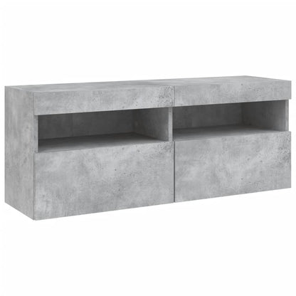 Tv-Wandmeubel Met Led-Verlichting 100X30X40 Cm Betongrijs