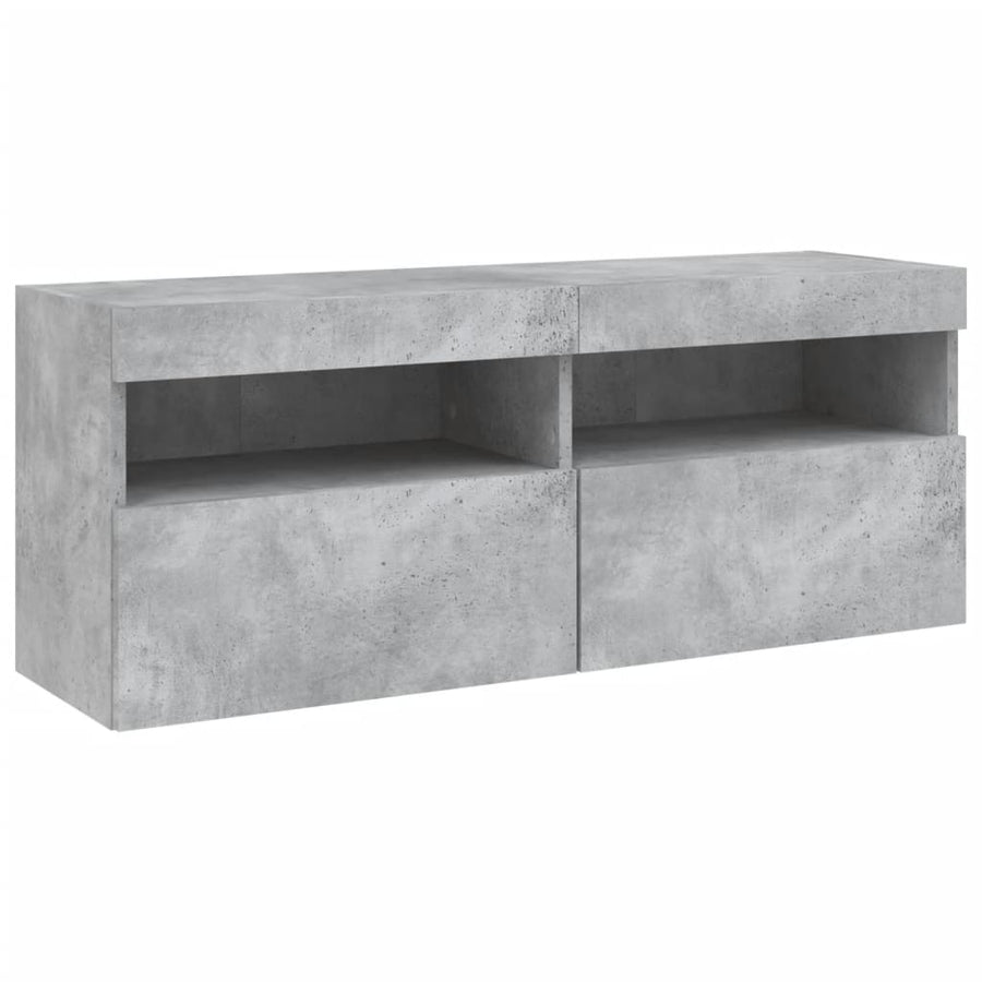 Tv-Wandmeubel Met Led-Verlichting 100X30X40 Cm Betongrijs