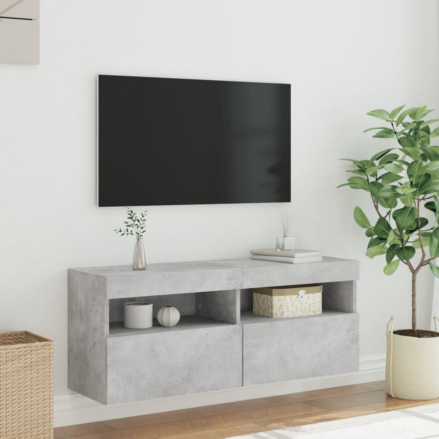 Tv-Wandmeubel Met Led-Verlichting 100X30X40 Cm Betongrijs