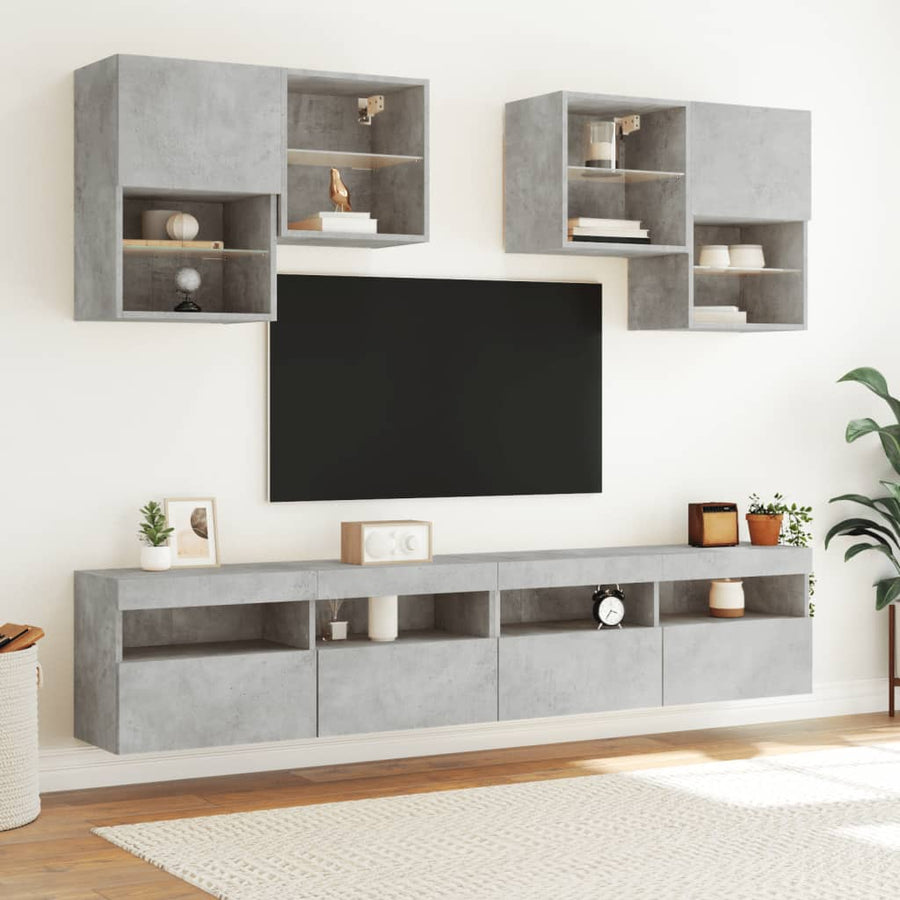 Tv-Wandmeubel Met Led-Verlichting 100X30X40 Cm Betongrijs