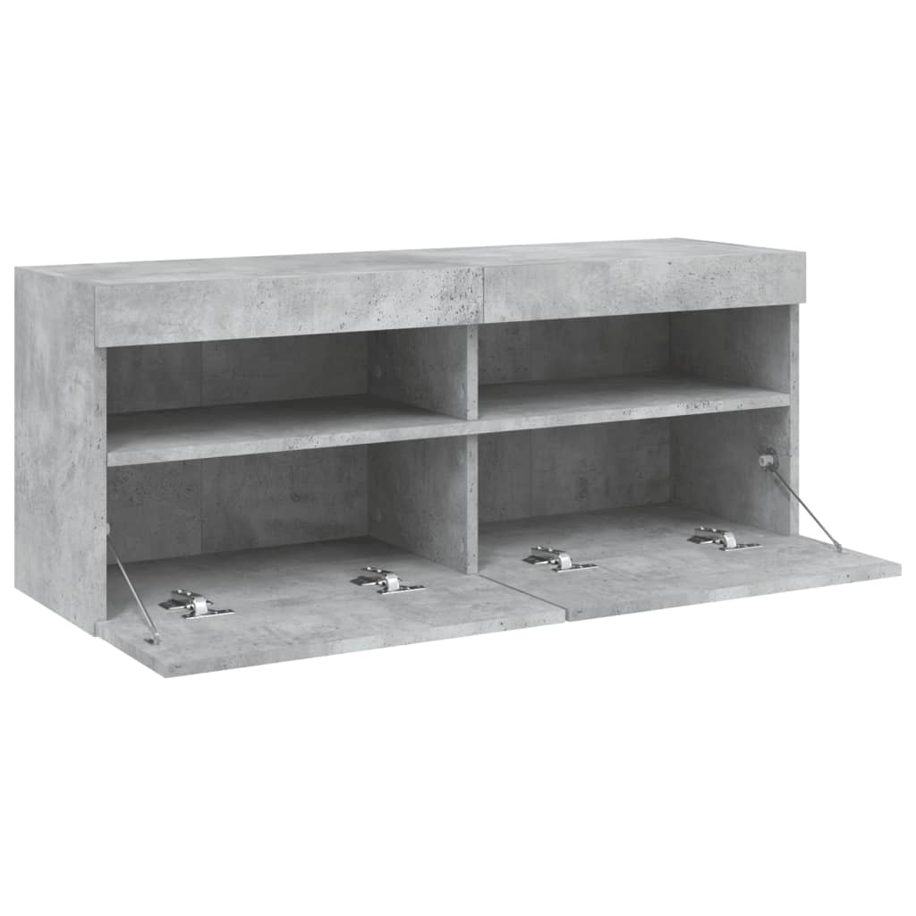 Tv-Wandmeubel Met Led-Verlichting 100X30X40 Cm Betongrijs
