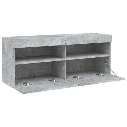 Tv-Wandmeubel Met Led-Verlichting 100X30X40 Cm Betongrijs