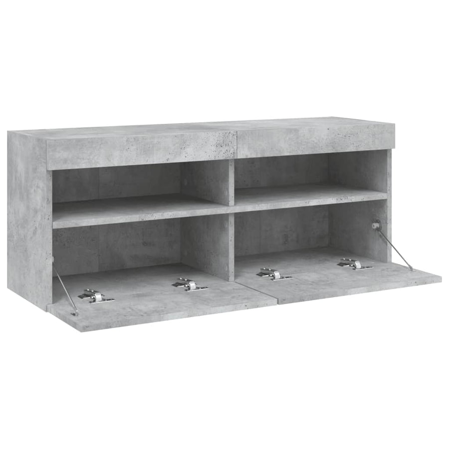 Tv-Wandmeubel Met Led-Verlichting 100X30X40 Cm Betongrijs