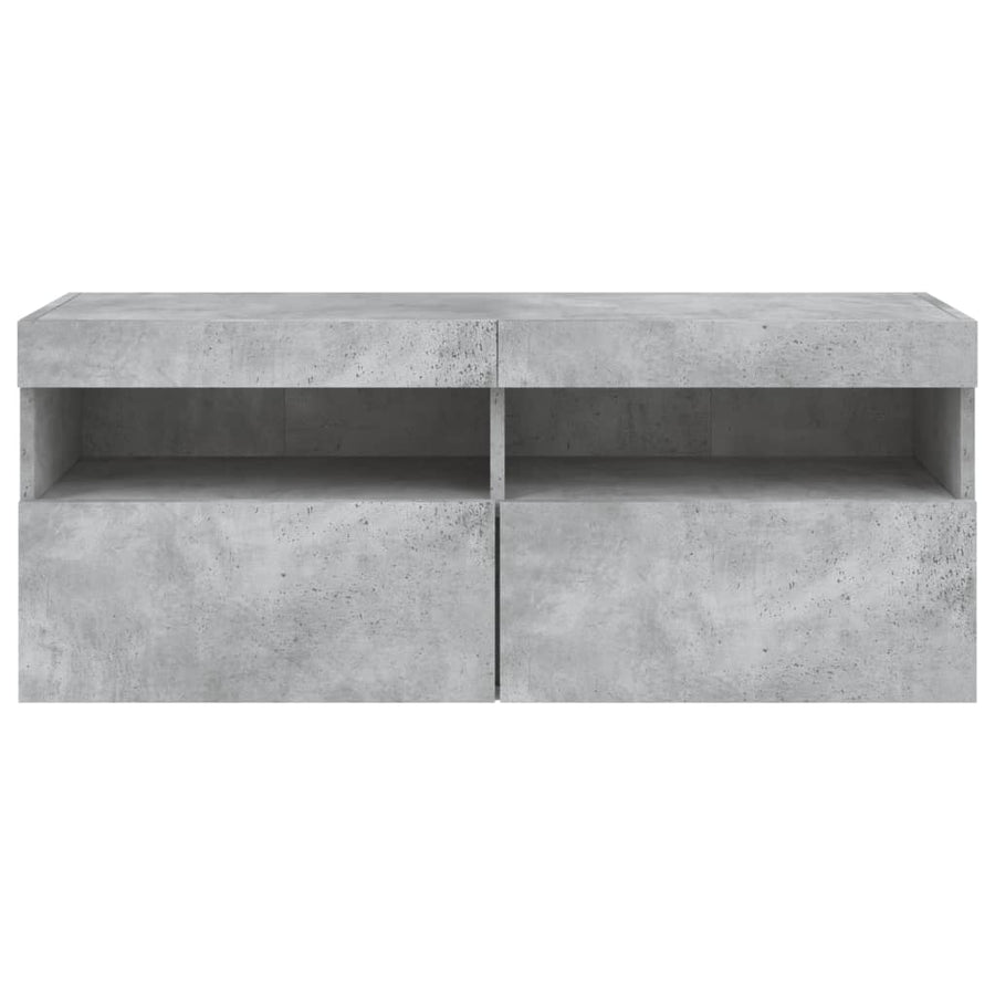 Tv-Wandmeubel Met Led-Verlichting 100X30X40 Cm Betongrijs