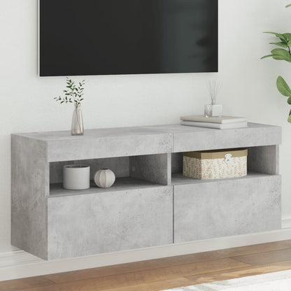 Tv-Wandmeubel Met Led-Verlichting 100X30X40 Cm Betongrijs
