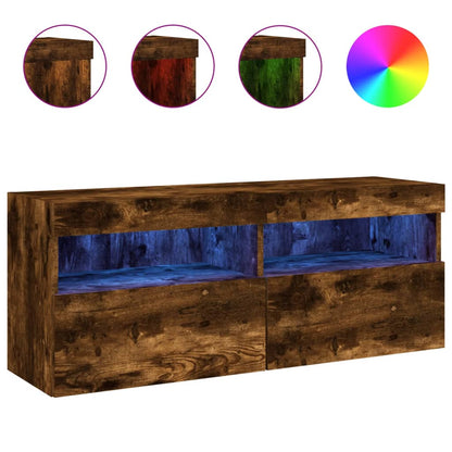 Tv-Wandmeubel Met Led-Verlichting 100X30X40 Cm Gerookt Eiken