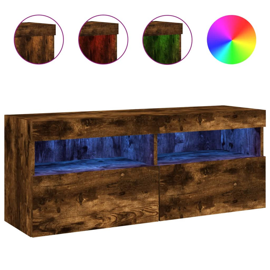 Tv-Wandmeubel Met Led-Verlichting 100X30X40 Cm Gerookt Eiken