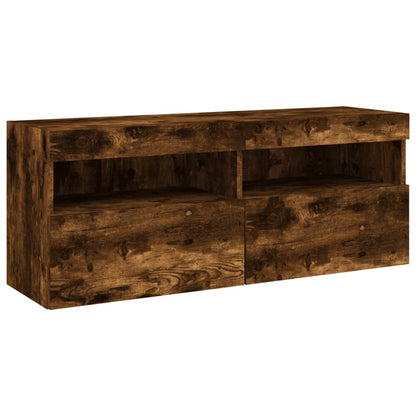 Tv-Wandmeubel Met Led-Verlichting 100X30X40 Cm Gerookt Eiken