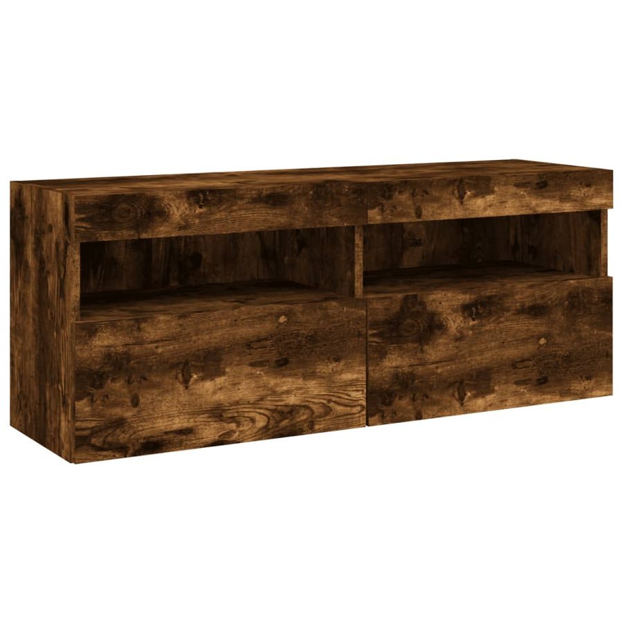 Tv-Wandmeubel Met Led-Verlichting 100X30X40 Cm Gerookt Eiken