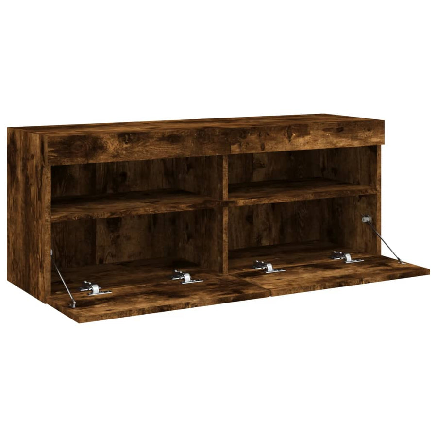 Tv-Wandmeubel Met Led-Verlichting 100X30X40 Cm Gerookt Eiken