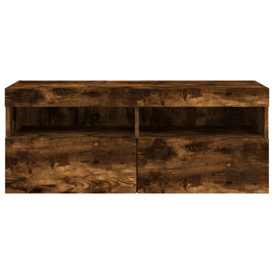 Tv-Wandmeubel Met Led-Verlichting 100X30X40 Cm Gerookt Eiken